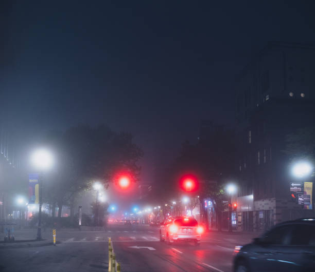 istock Hamilton, Ontario - Foggy Night in Downtown Hamilton 2155174002