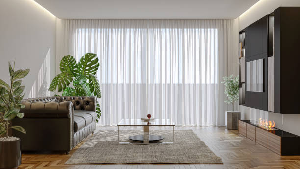 istock Large luxury modern bright interiors Living room mockup illustration 3D rendering image 2155176436