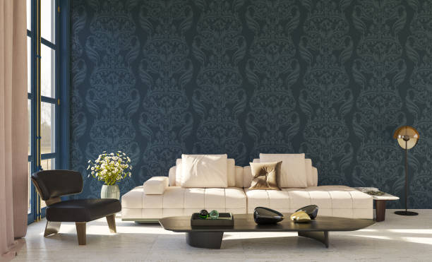 istock Large luxury modern bright interiors Living room mockup illustration 3D rendering image 2155177169