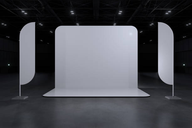 istock Exhibition stand for mockup and Corporate identity,Display design.Empty booth Design.Retail booth elements in Exhibition hall.booth Design trade show.Blank Booth system of Graphic Resources.3d Background for online Event,conference,live.3d render. 2155178126