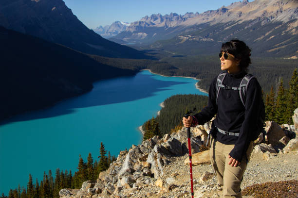 istock Woman hiker at Peyto Lake. 2155179059