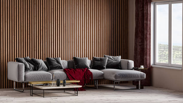 istock Large luxury modern bright interiors Living room mockup illustration 3D rendering image 2155179468