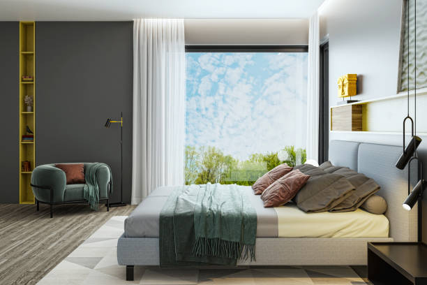 istock Large luxury modern bright interiors Living room mockup illustration 3D rendering image 2155179493