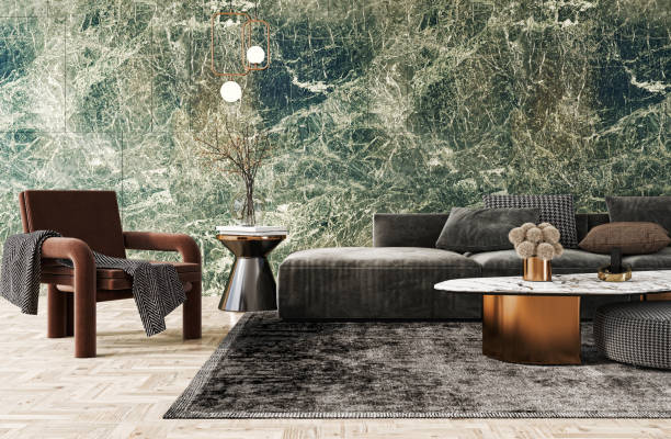 istock Large luxury modern bright interiors Living room mockup illustration 3D rendering image 2155179836
