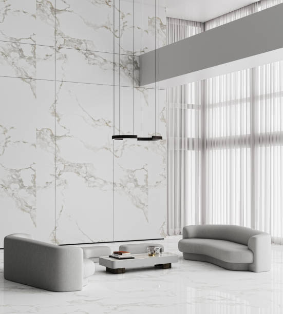 istock Large luxury modern bright interiors Living room mockup illustration 3D rendering image 2155180133