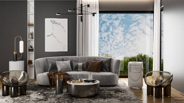 istock Large luxury modern bright interiors Living room mockup illustration 3D rendering image 2155180250