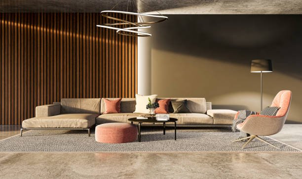 istock Large luxury modern bright interiors Living room mockup illustration 3D rendering image 2155180464