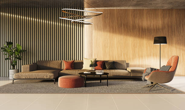 istock Large luxury modern bright interiors Living room mockup illustration 3D rendering image 2155180507