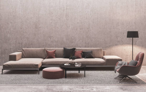 istock Large luxury modern bright interiors Living room mockup illustration 3D rendering image 2155180542