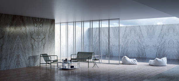 istock Large luxury modern bright interiors Living room mockup illustration 3D rendering image 2155181205