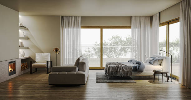 istock Large luxury modern bright interiors Living room mockup illustration 3D rendering image 2155182447