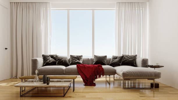 istock Large luxury modern bright interiors Living room mockup illustration 3D rendering image 2155182484
