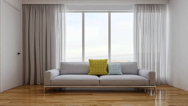 istock Large luxury modern bright interiors Living room mockup illustration 3D rendering image 2155182524