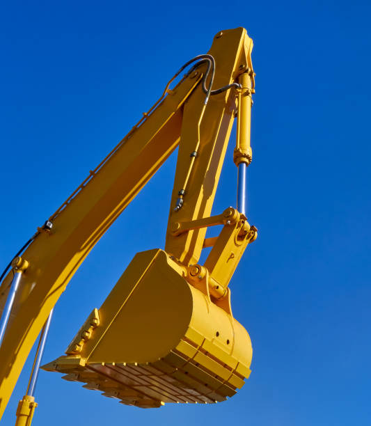 istock Scoop and hydraulic arm of an excavator 2155187722