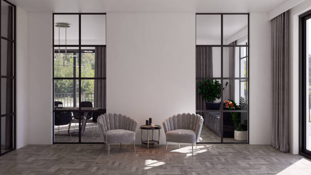 istock Large luxury modern bright interiors Living room mockup illustration 3D rendering image 2155187740