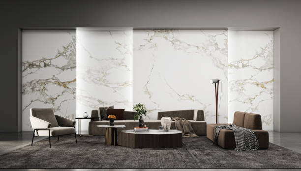 istock Large luxury modern bright interiors Living room mockup illustration 3D rendering image 2155187859