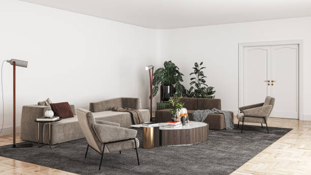 istock Large luxury modern bright interiors Living room mockup illustration 3D rendering image 2155188185