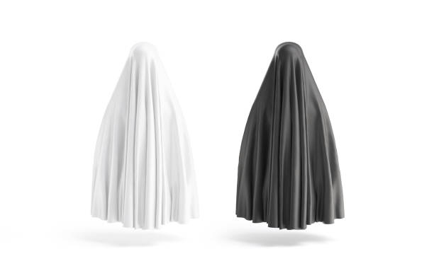 istock Blank black and white female chador mockup, back view 2155189879
