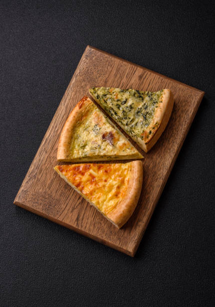 istock Delicious quiche with broccoli, chicken or salmon and cheese 2155190508