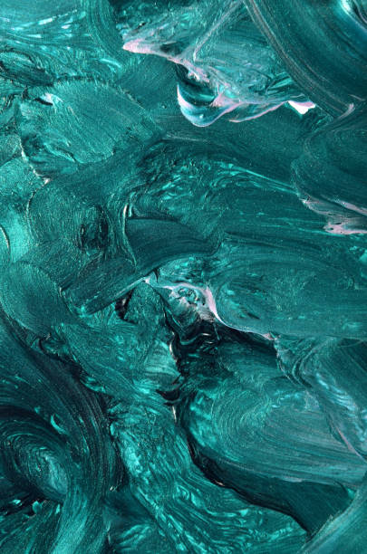 bright art background in green with marine-themed brush strokes