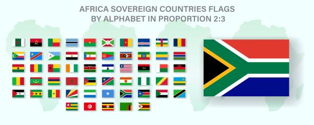 istock Set of flags of Africa countries in proportion 2:3 with shadow 2155208269