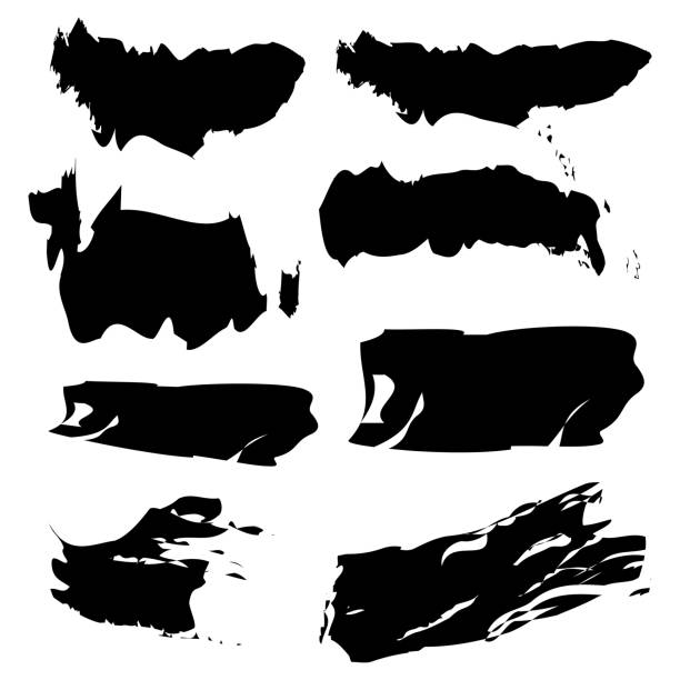 istock Black paint backgrounds and splatters, Black pen marker shapes, Paint brush strokes, Various width brush strokes, Grunge black paint marker strokes vector 2155211865