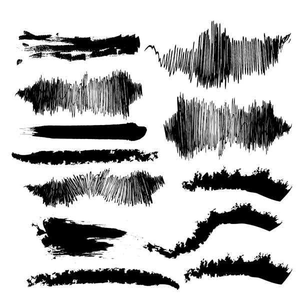 istock Black paint backgrounds and splatters, Black pen marker shapes, Paint brush strokes, Various width brush strokes, Grunge black paint marker strokes vector 2155212109