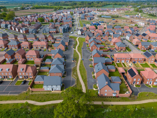 istock Aerial view of suburban housing development 2155223553