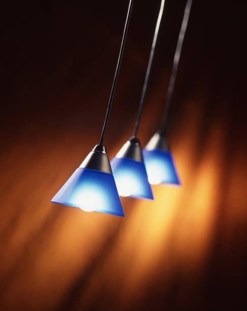 istock Hanging pendant lamps with blue glass 2155227793
