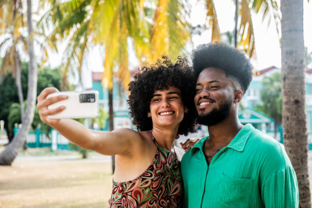istock Couple taking a selfie outdoors 2155228249