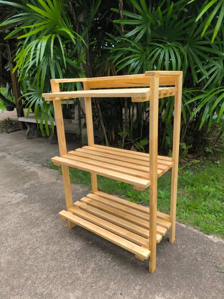 istock Shelves made from rubber wood 2155229717