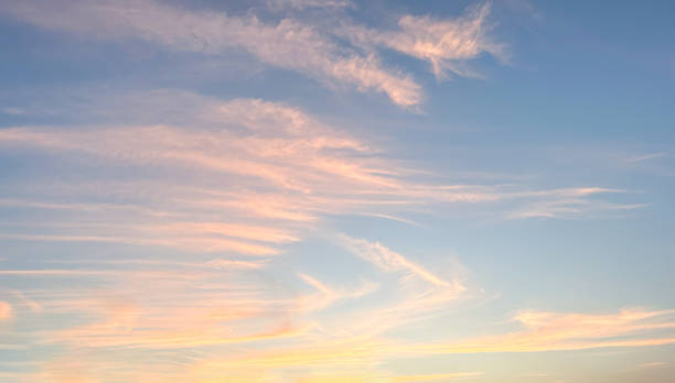 istock Sunset or sunrise sky background. Soft clouds in twilight sky time. 2155230729