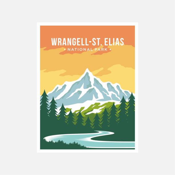 Wrangell–St. Elias National Park poster vector illustration design