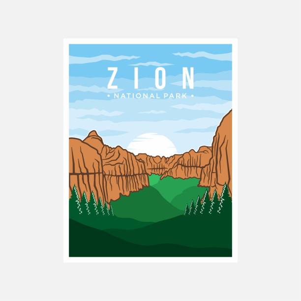 Zion National Park poster vector illustration design