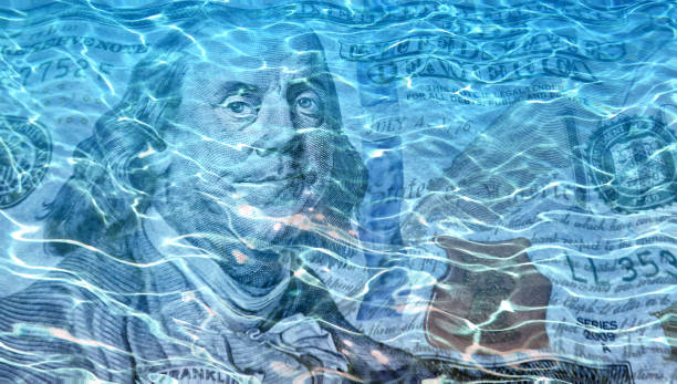 American one hundred dollar bill enhanced with water