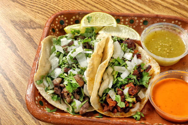 istock Close up Tacos Dish on Wooden table 2155234203