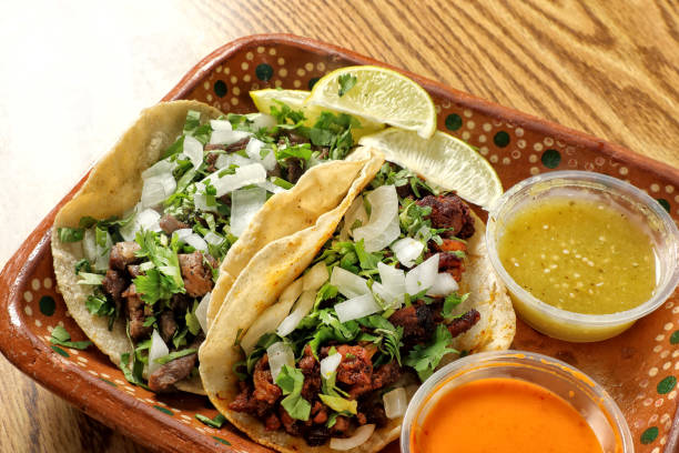 istock Close up Tacos Dish on Wooden table 2155234245