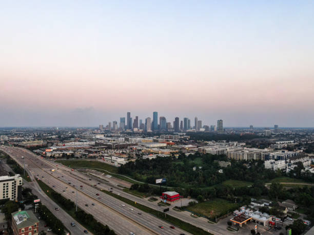 istock Arial Drone Shot of Downtown Houston Texas After a Recent Tornado Passed Through 2155235960