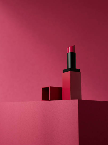 istock A luxury, elegance red lipstick on a red pedestal and red background with copy space. 2155237016