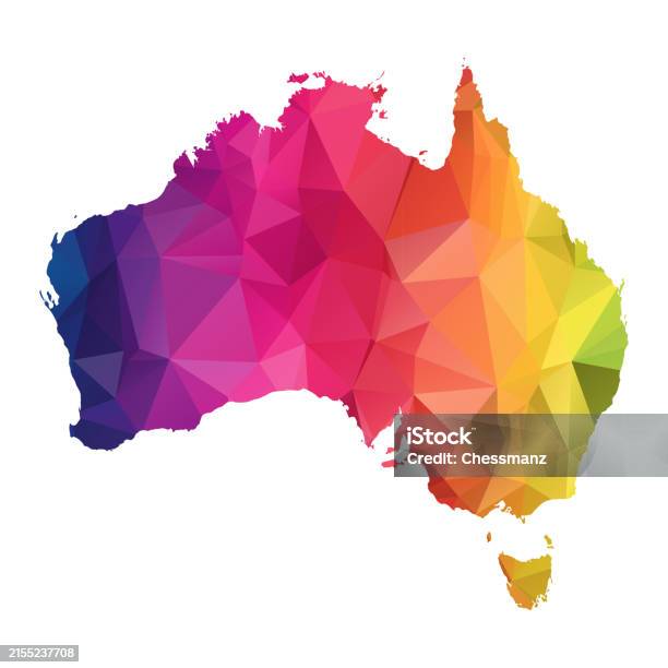 Abstract Colored Australia Map Abstract Polygon Map Vector Illustration Low Poly Color Rainbow ...