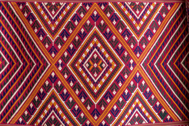 istock Beautiful seamless Thai pattern Ethnic geometric fabric pattern, embroidered cross stitch, oriental pixel pattern. Brown background, abstract, vector, illustration. Texture, clothing, scarf, decoration, pattern, silk wallpaper. 2155238874