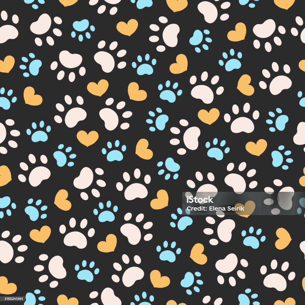 Pawa Pattern Paw Animal Print Silhouettes Seamless Pattern With Paws Stock ...