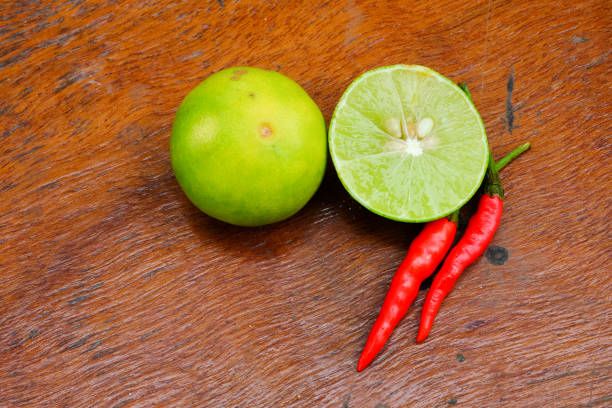 tom yum seasoning on the wooden floor