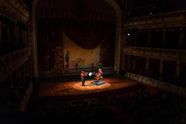 istock Classic theater atmosphere with performers on stage. Classical music concept. 2155247450