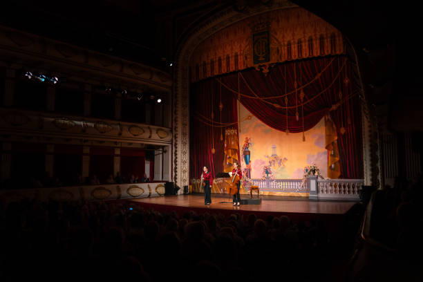 istock Beautifully decorated stage in a classic theater. Classical music concept. 2155247457