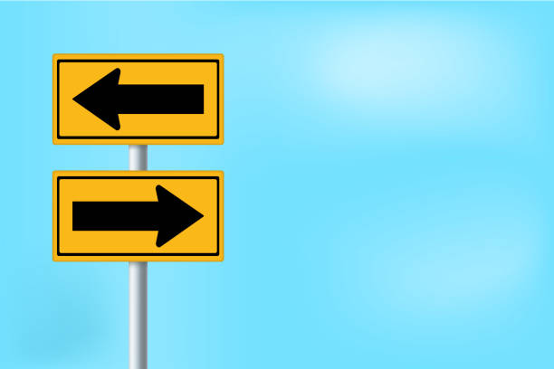 istock Traffic sign. Left and Right direction sign on the road. Road symbol. 2155248053