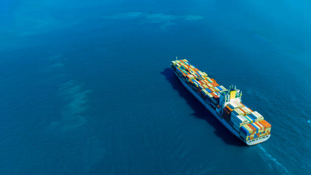 istock Aerial view of the freight shipping transport system cargo ship container. international transportation Export-import business, logistics, transportation industry concepts 2155248165