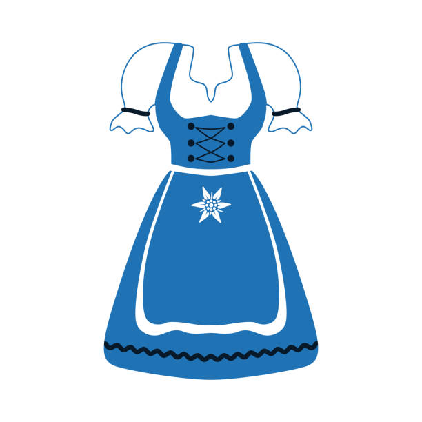 Dirndl. A traditional Bavarian dress consisting of a blouse, skirt and apron. Beer Fest. The Bavarian national costume. Traditions of Germany. Vector illustration isolated on a white background for design and web. Dirndl. A traditional Bavarian dress consisting of a blouse, skirt and apron. Beer Fest. The Bavarian national costume. Traditions of Germany. Vector illustration isolated on a white background for design and web. bavarian dress stock illustrations