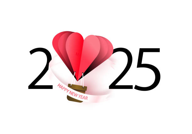 istock Happy new year 2025. Heart air balloon. Love theme 2155249302