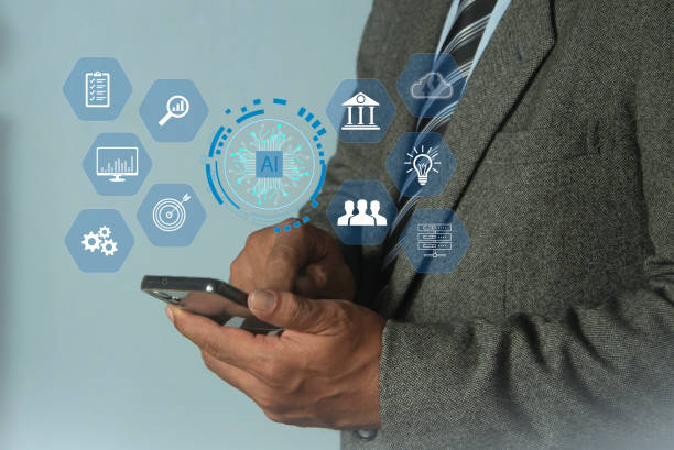istock Businessman touch smartphone. AI Learning and Artificial Intelligence. Digital transformation technology strategy, IoT, internet of things. enhancing global business capabilities. 2155250947
